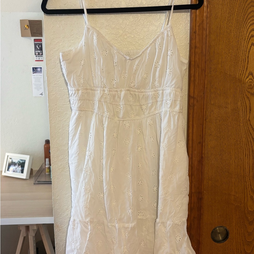 Hollister Cream Eyelet Midi Dress